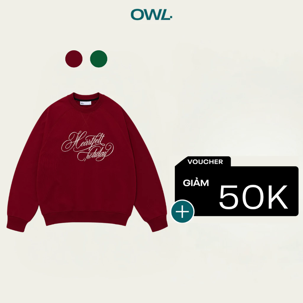 Áo sweater raglan Owlbrand Heartfelt