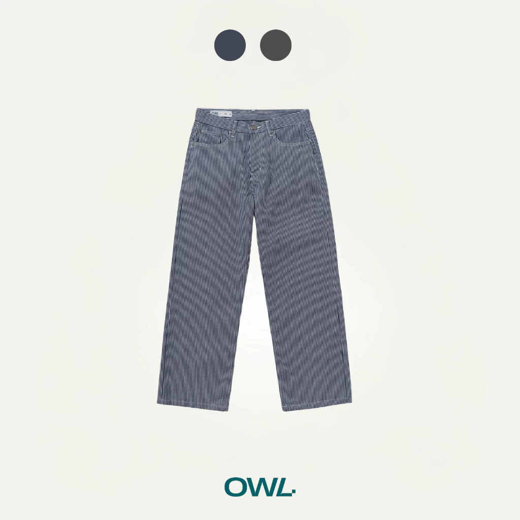 Quần jean ống rộng Owlbrand Wide Striped